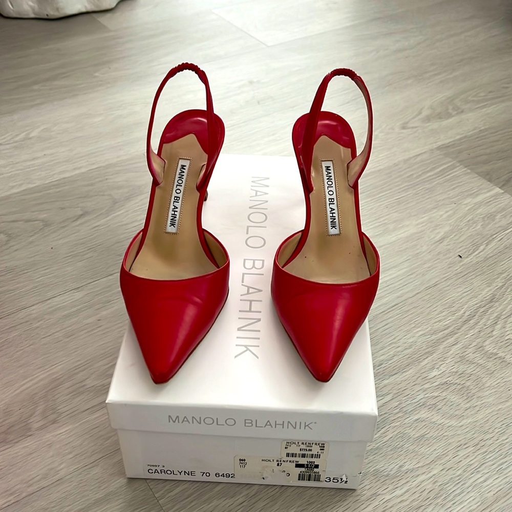 Manolo Blahnik Red Slingback Heels